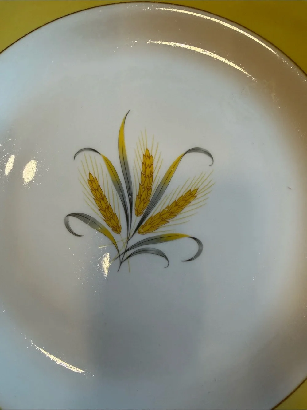 Yellow Wheat Motif Ceramic Serving Platter